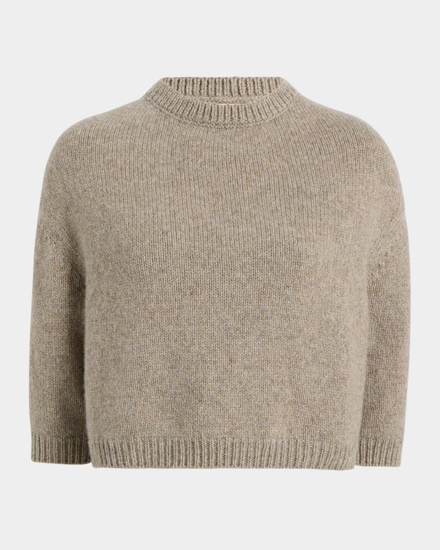 Sabina Cashmere Elbow-Sleeve Boxy Sweater
